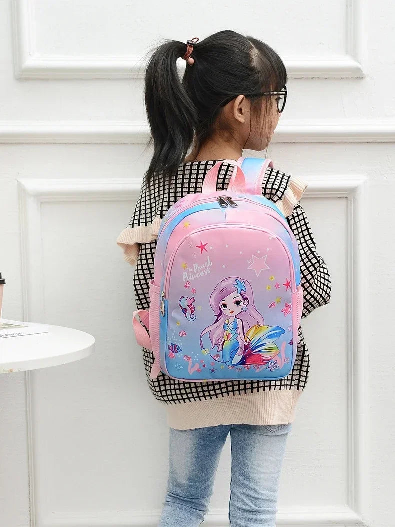 Nueva mochila para niños, bonita mochila escolar con estampado de sirena y unicornio de dibujos animados, mochila escolar ligera para guardería