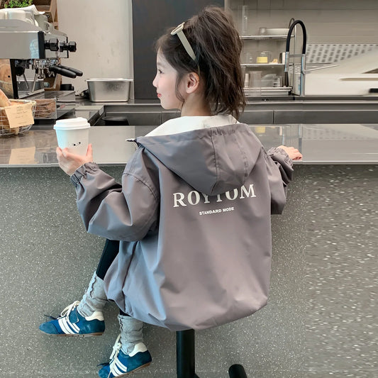 Chaqueta Reversible con Capucha para Niños, Primavera-Otoño 2026, Chaqueta Casual Impermeable y Cortavientos para Adolescentes, Ropa Infantil