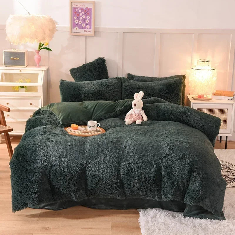 Juego de funda nórdica de felpa de lujo de 3/4 piezas: ropa de cama acogedora y suave, perfecta para el confort del dormitorio, ideal para habitaciones de invitados y dormitorio Aesth