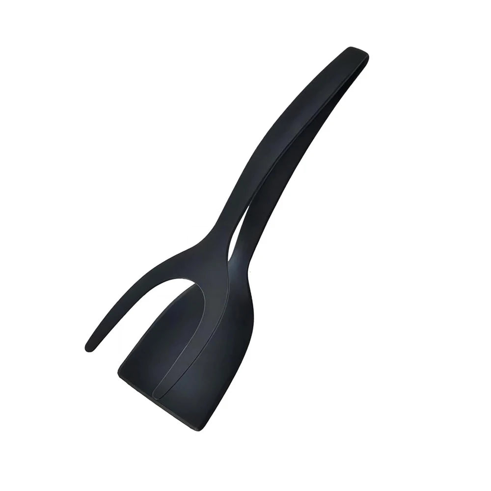 Nueva Espátula 2 en 1 con Pinzas, Espátula para Voltear Huevos, Espátula de Nailon con Revestimiento Antiadherente, Herramienta para Hacer Panqueques, Pescado, Tostadas Francesas y Omelettes