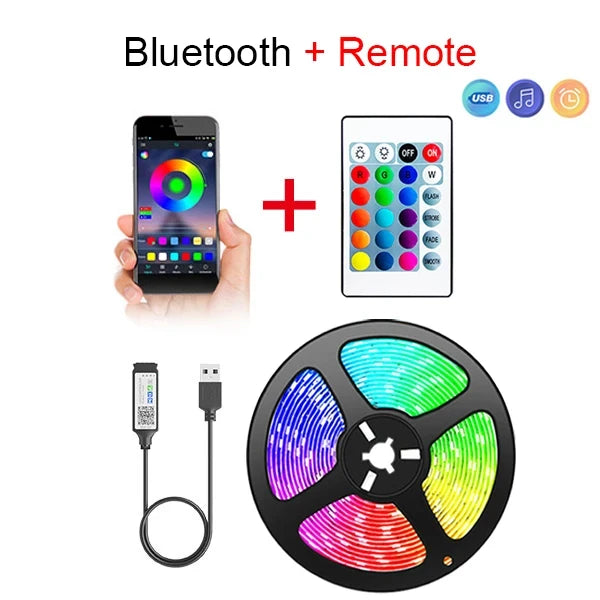 Tira de luces LED con Bluetooth, SMD inteligente 5050, aplicación remota, Control, cinta Flexible, lámpara de diodo, retroiluminación de TV, sala de juegos, decoración del hogar