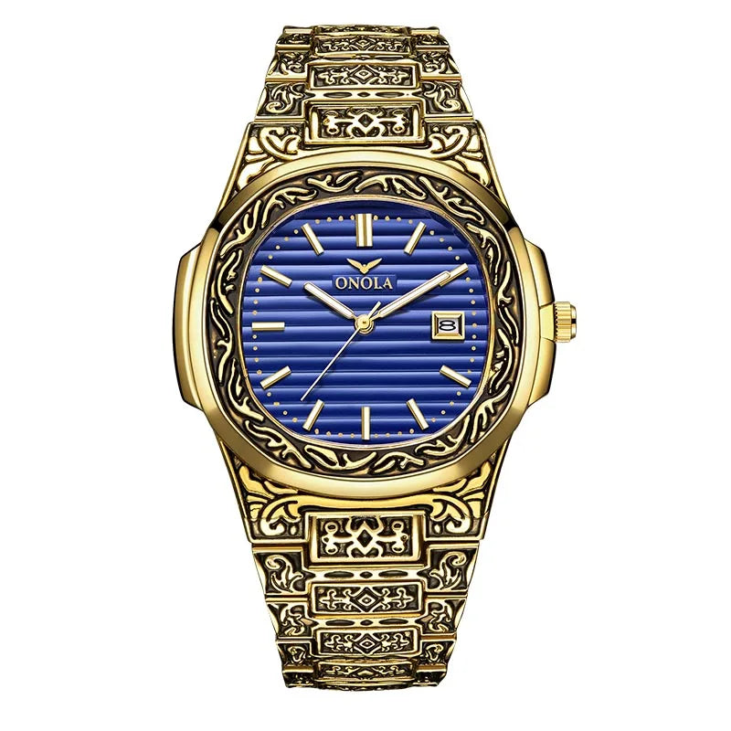 Relojes para hombre ONOLA, relojes de pulsera de cuarzo informales a la moda, reloj masculino de marca superior, relojes de pulsera de cuero de lujo con calendario