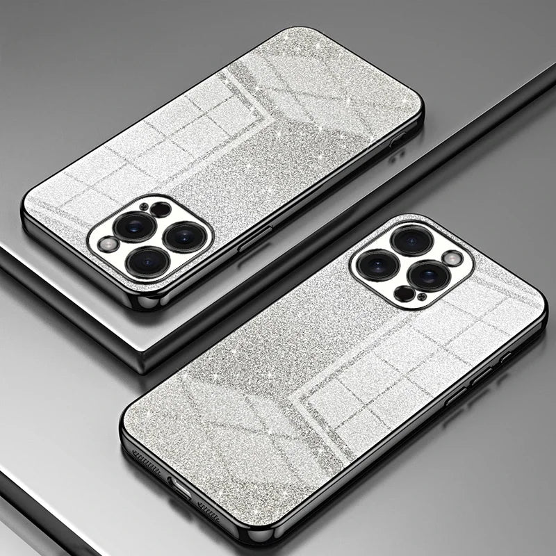 Funda Brillante Electrochapada para iPhone 17 Air 16 16E 15 14 13 12 Mini 11 Pro Max XS X XR SE 2 3 7 8 Plus, Cubierta Trasera de TPU Suave