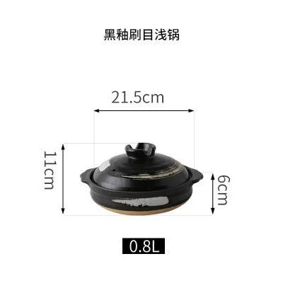 Cazuela de cerámica de estilo japonés, olla pequeña negra, cacerola de arcilla, utensilios de cocina para el hogar, suministros de cocina, olla para sopa, 1 Uds.
