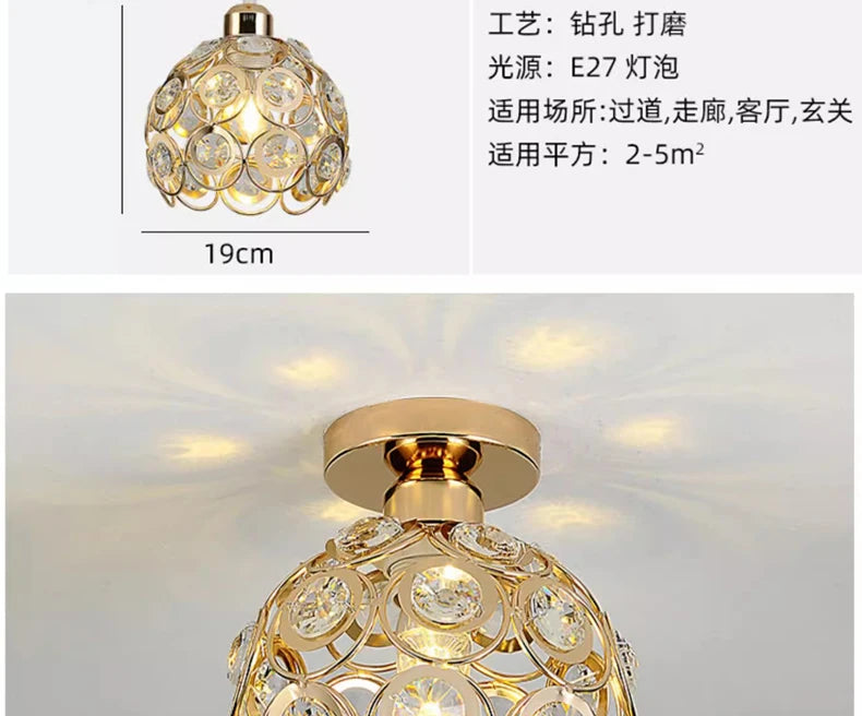 Lámpara Led de cristal para pasillo, balcón, luz de techo, estilo nórdico, personalidad, candelabro pequeño creativo, lámparas de entrada