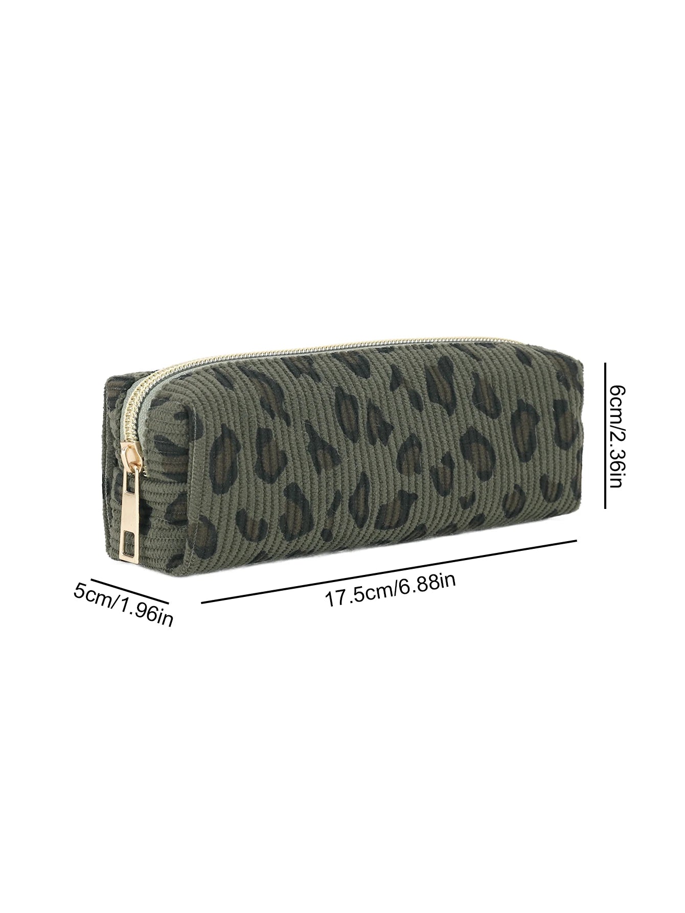 Estuche para lápices de pana con estampado de leopardo, organizador de papelería con cremallera de nailon, bolsa de viaje para maquillaje, regalo de regreso a la escuela para chicas adolescentes, 1 ud.