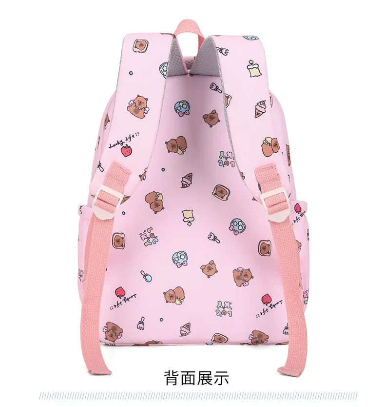 Mochila colorida Capybara 3 unids/set para mujer, mochilas escolares informales con bolsa de almuerzo, mochila para chica, niño, estudiante y adolescente