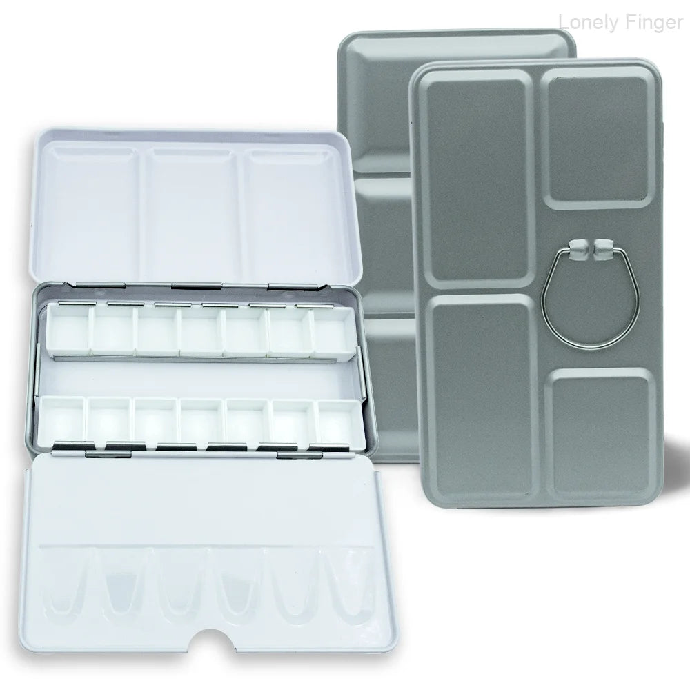 Caja de paleta de estaño de acuarela de Metal vacía con 14/26/52 Uds. Medias sartenes de acuarela vacías desmontables para paleta de acuarelas de viaje DIY