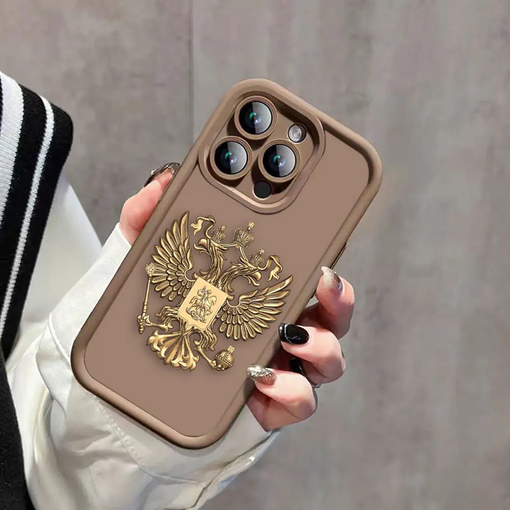 Funda de teléfono con emblema de banderas rusas para iPhone 15 14 13 12 11 Pro XS Max X XR SE 7 8 6 6S Plus Funda de silicona suave Funda Coque