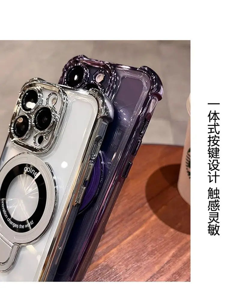 Para realme 15 Pro Funda de lujo galvanizada de silicona transparente soporte cubierta para realme 15Pro Funda de parachoques a prueba de golpes