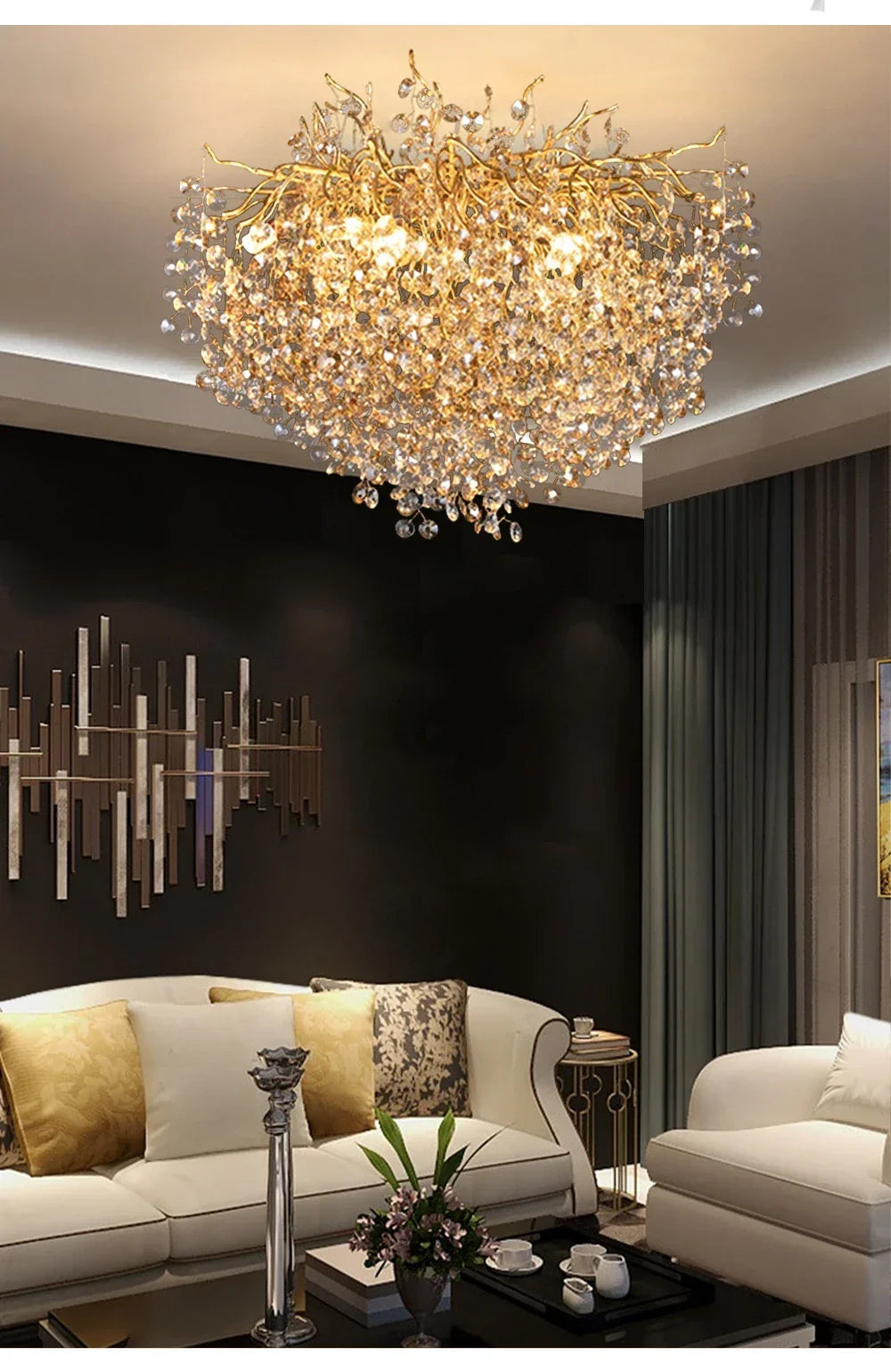 Candelabro de techo moderno para sala de estar, lámpara colgante de cristal de lujo para decoración Interior de Hotel y cocina, accesorio de iluminación