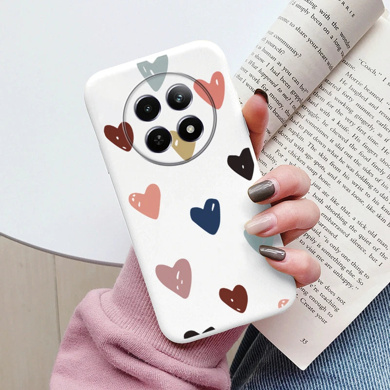 Funda para Realme 12 4G 12 + 13 + Plus 13 Pro + Plus 5G bonita funda trasera con forma de corazón y flor de silicona suave mate Fundas protectoras de dibujos animados