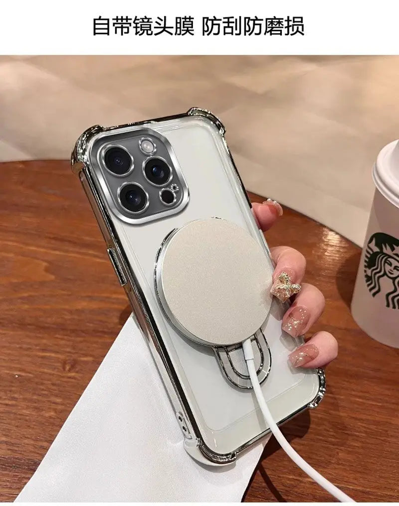 Para realme 15 Pro Funda de lujo galvanizada de silicona transparente soporte cubierta para realme 15Pro Funda de parachoques a prueba de golpes