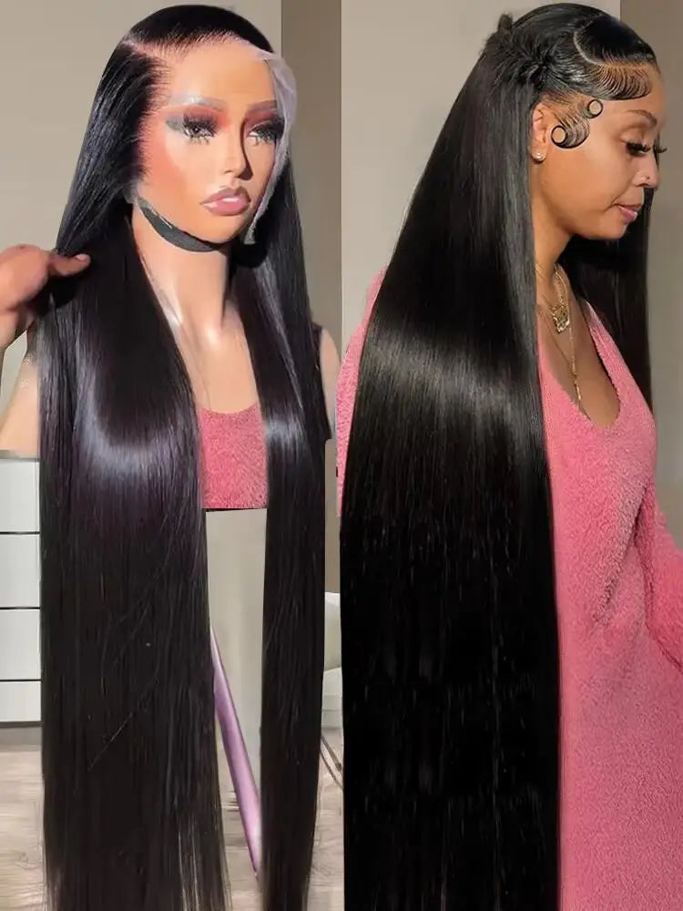 40 46 pulgadas 200 peluca Frontal de densidad para mujeres negras pelucas brasileñas cabello humano 5x5 hueso recto HD pelucas delanteras de encaje transparente