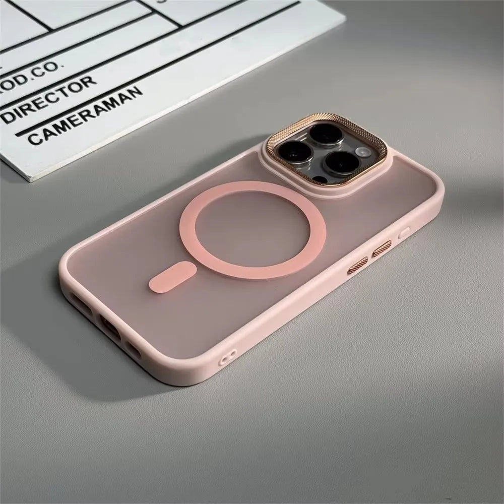 Funda protectora de cámara espiritual de lujo para iPhone 15 16 Pro Max 16 fundas Magsafe para iPhone 14 12 11 13 17 Pro Max cubierta mate