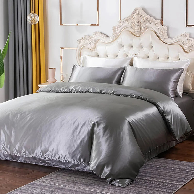 Juego de funda nórdica de cama, funda de edredón con textura suave y sedosa con bridas de esquina y cierre de cremallera, funda de almohada tipo sobre