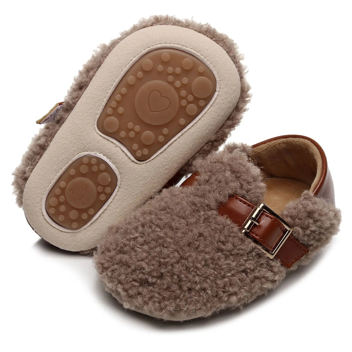 Zapatos para bebé recién nacido, calzado suave y cómodo para caminar, antideslizante para interiores, felpa cálida y gruesa para primeros pasos