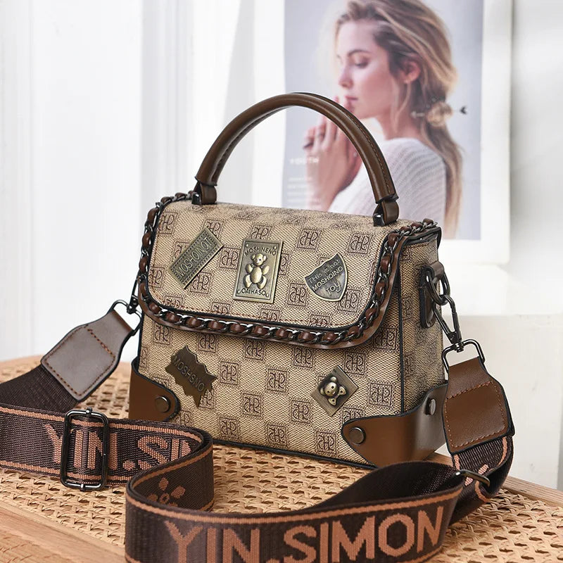 Bolsos de lujo de diseñador, bolsos de mano Vintage de cuero suave para mujer, bolsos de mensajero de alta calidad, bolso cuadrado pequeño de hombro para mujer
