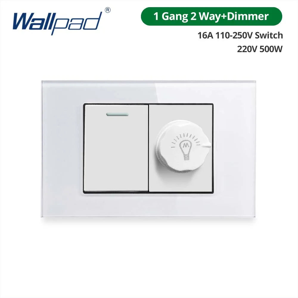 Wallpad Panel de vidrio templado blanco interruptor de luz de pared UE Reino Unido italiano Chile enchufe botón basculante 118*75mm 16A AC110-250V