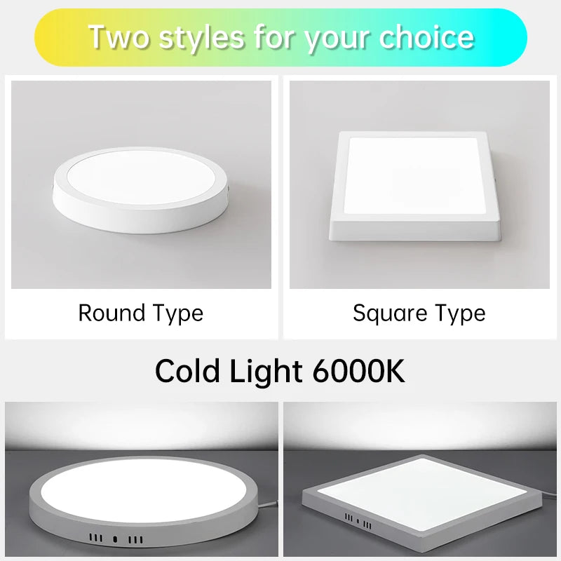 Lámpara de techo Led 110-265V Panel ultrafino luz Led para sala de estar dormitorio iluminación interior 20W 30W luces de techo redondas cuadradas