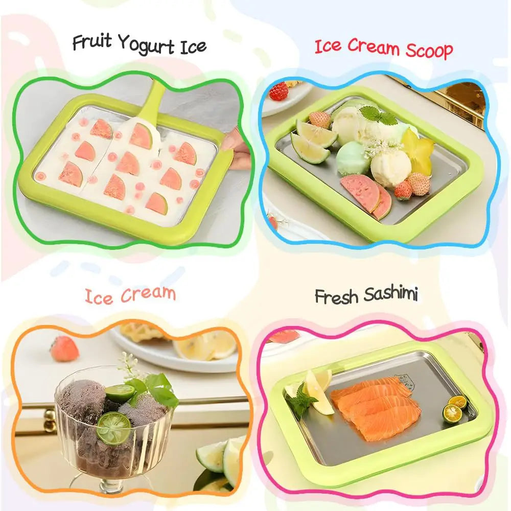 Máquina para hacer helados DIY, máquina para hacer yogur, helado casero para sorbete de crema para niños, máquina para hacer helados enrollados para el hogar con 2 espátulas
