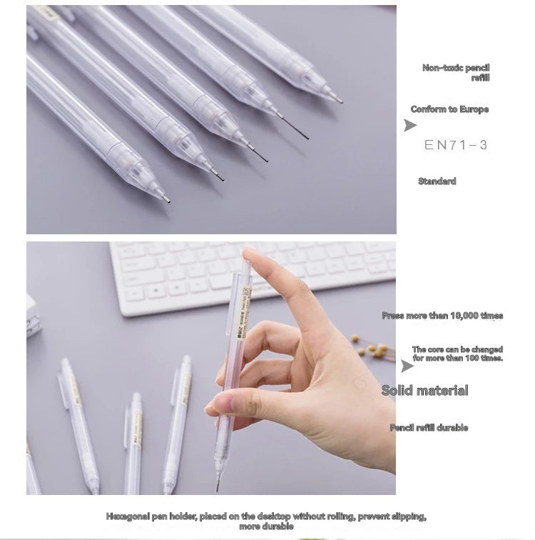 5 unids/set portaminas blanco Simple bolígrafo automático 0,5/0,7mm para estudiantes útiles escolares accesorios de oficina papelería