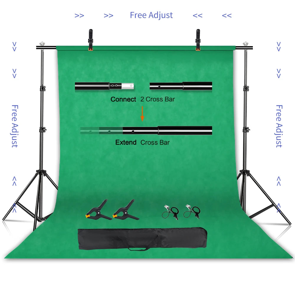 Kit de soporte para fondo fotográfico SH con sistema de soporte ajustable, fondos para estudio fotográfico, marco de pantalla verde Chromakey