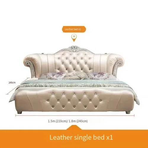 Cama moderna De madera De cuero De lujo cama De boda clásica europea cómoda segura Camas De Matrimonio Dormitorio muebles De dormitorio