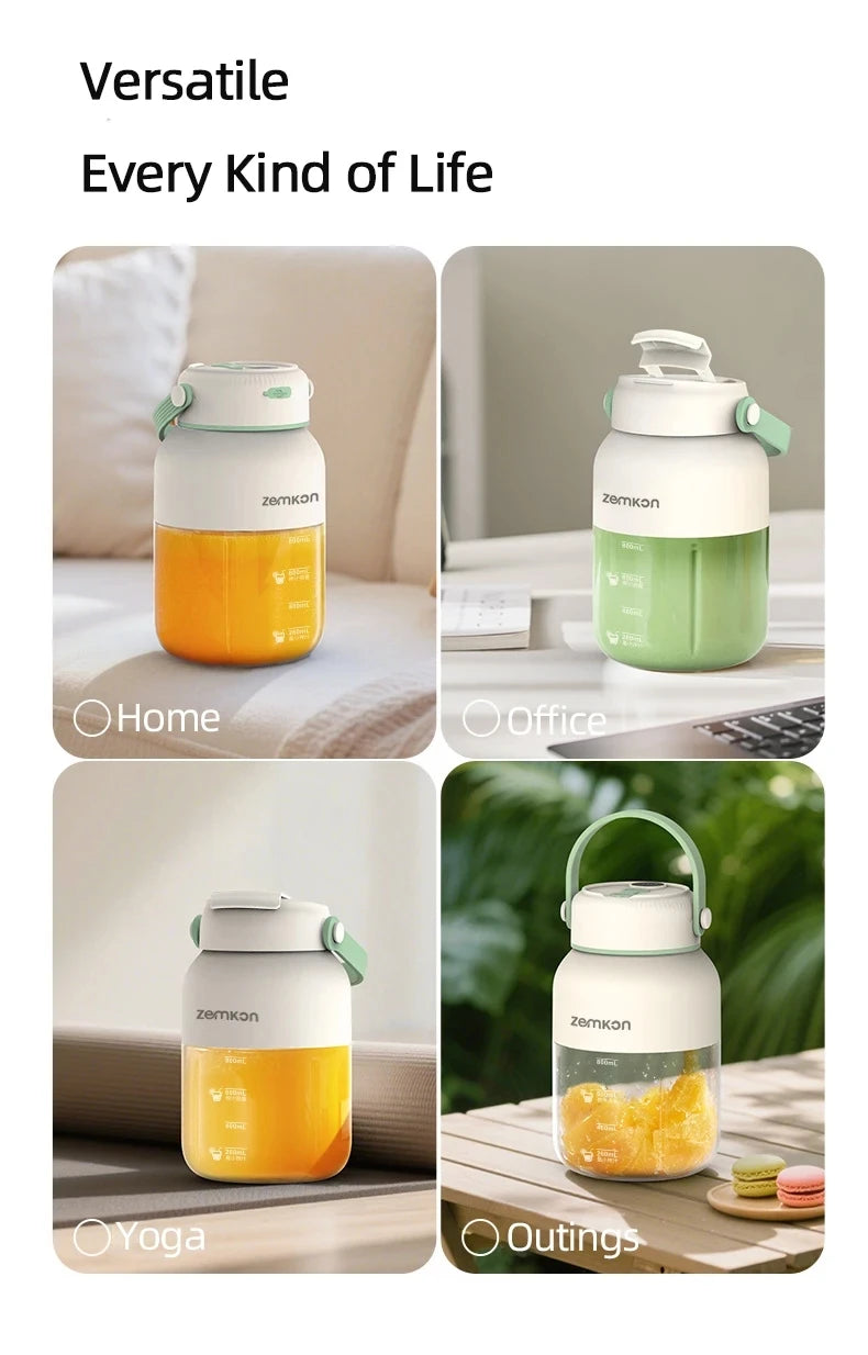 Exprimidor portátil de 1100ML, mezclador de frutas frescas, 26 cuchillas, exprimidor multifuncional recargable por USB, triturador de hielo, licuadora de batidos para el hogar