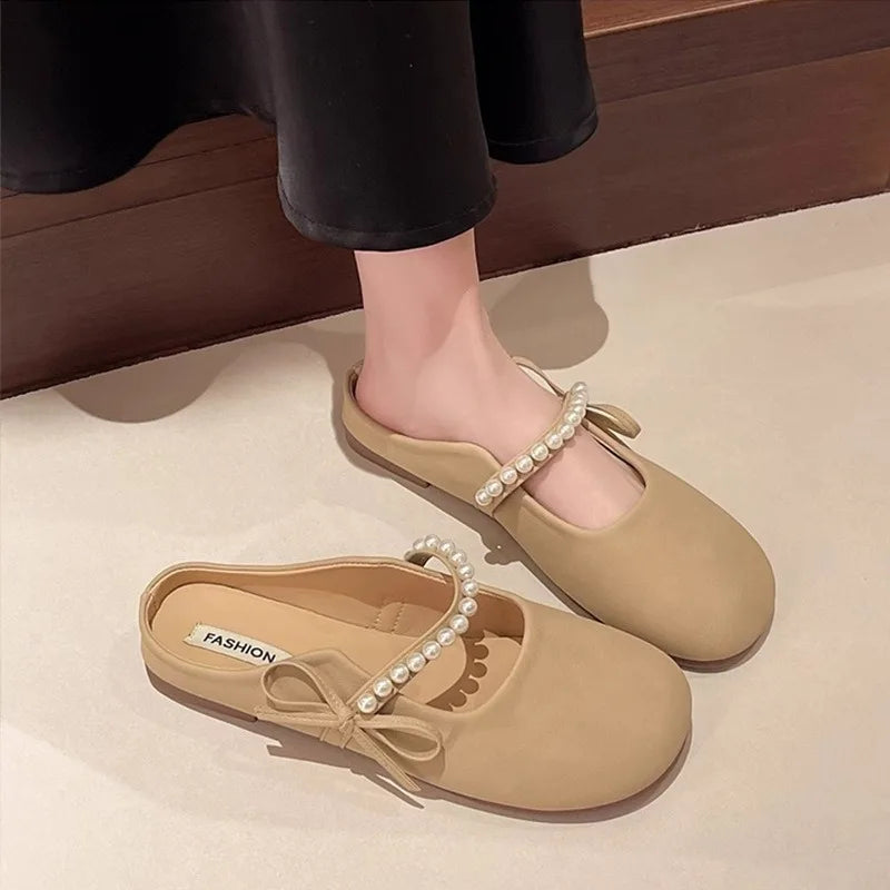 Sandalias Mary Jane de mujer, estilo nuevo, para primavera y verano, con suela plana, suave, cerrada y tipo pantufla.