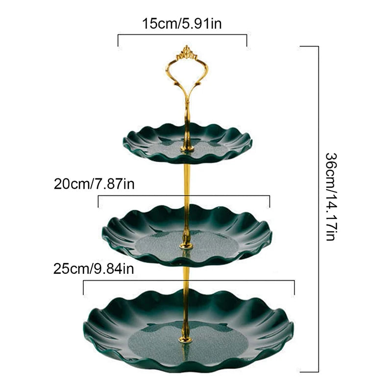 Soporte Redondo de Doble Capa para Pasteles y Dulces, Plato de Frutas para Bodas y Fiestas, Bandeja Decorativa para el Hogar, Exquisito