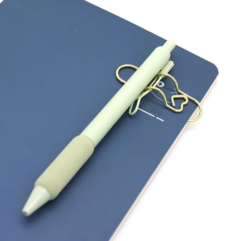 Clip multifuncional para bolígrafo con diseño de amor, 4 unidades, clip de papel portátil con botón para colgar, accesorios de papelería para cuadernos