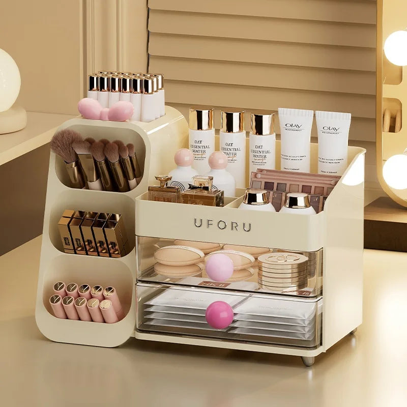 Caja de almacenamiento de cosméticos, tocador para el hogar, estante de almacenamiento compartimentado multifuncional grande de gama alta, práctico, recién llegado