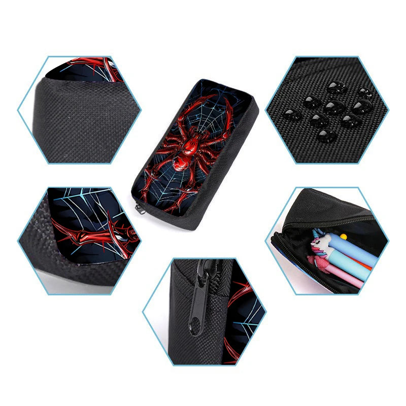 Juego de mochila de tres piezas Red Spider para niños y niñas, los mejores regalos, mochila escolar de dibujos animados en 2D para niños