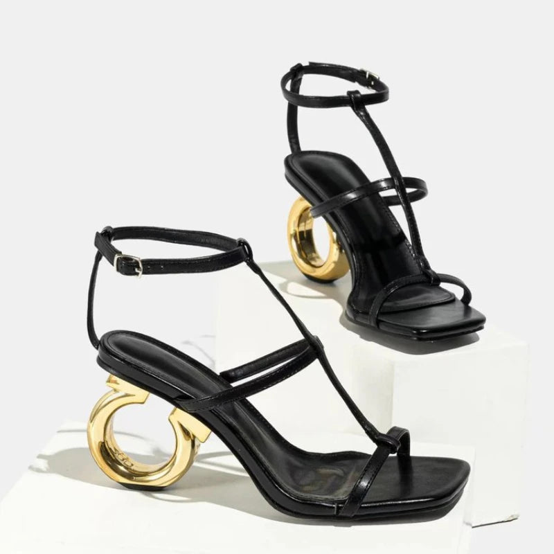 Sandalias de mujer, novedad de verano 20224, sandalias con punta abierta de alta calidad, sandalias informales elegantes de lujo con tacones altos, zapatos de mujer para mujer