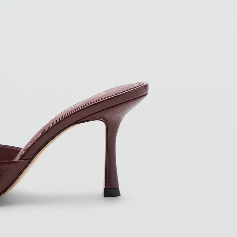 Sandalias de Tacón Alto para Mujer, Primavera-Verano 2026, Nuevas Sandalias Elegantes de Cuero Pintado, Sandalias de Tacón Alto para Uso en Exteriores