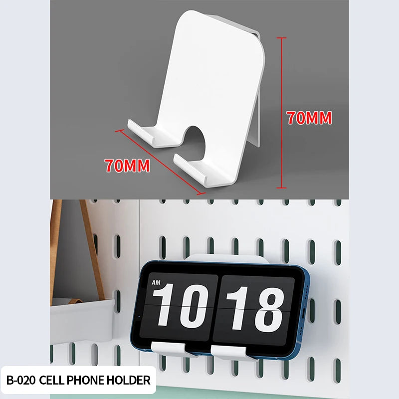 Kit organizador de pared combinado con tablero perforado DIY: paneles colgantes modulares, instalación sin perforaciones, ideal para exhibición de pared de habitaciones artesanales