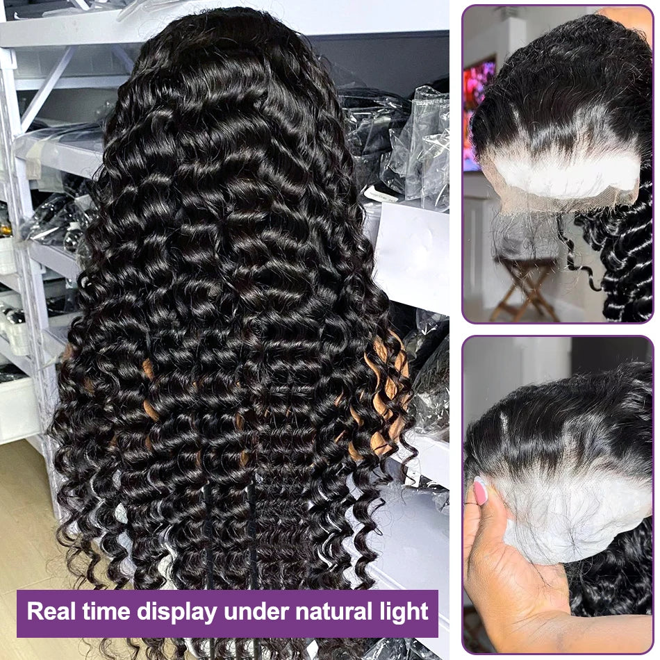 Peluca Frontal de onda profunda suelta 13x6 Hd de 250 de densidad, pelucas de encaje transparente de 30 y 40 pulgadas, peluca con malla Frontal rizada de cabello humano 100% para mujeres