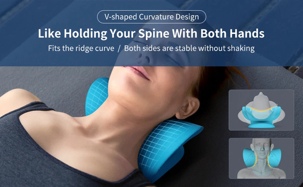 Camilla relajante para cuello y hombros, dispositivo de tracción quiropráctica Cervical, almohada de masaje para aliviar el dolor, alineación de la columna Cervical