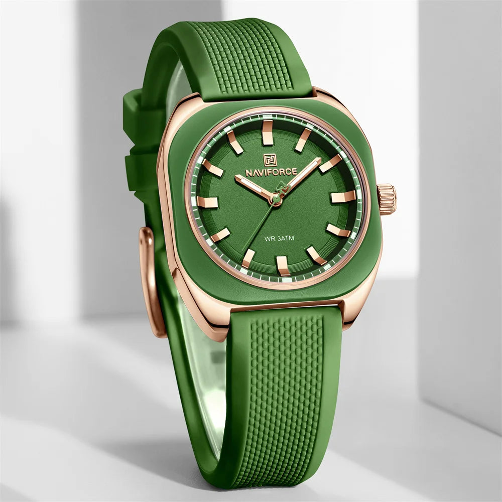 NAVIFORCE, reloj para mujer, marca superior, moda de lujo, reloj de pulsera Original para mujer y niña, pulsera de goma de silicona, reloj informal para mujer 5061