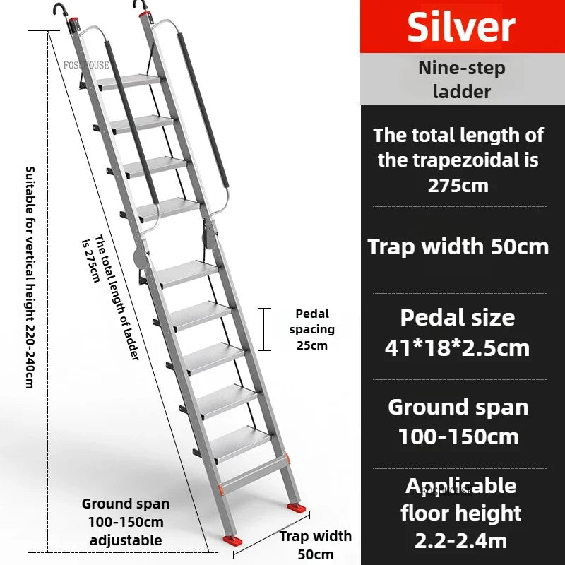 Portable Folding Ladder Household Aluminum Alloy Ladders Straight Ladder Home Furniture Escalator Mobile Climbing Stairs y