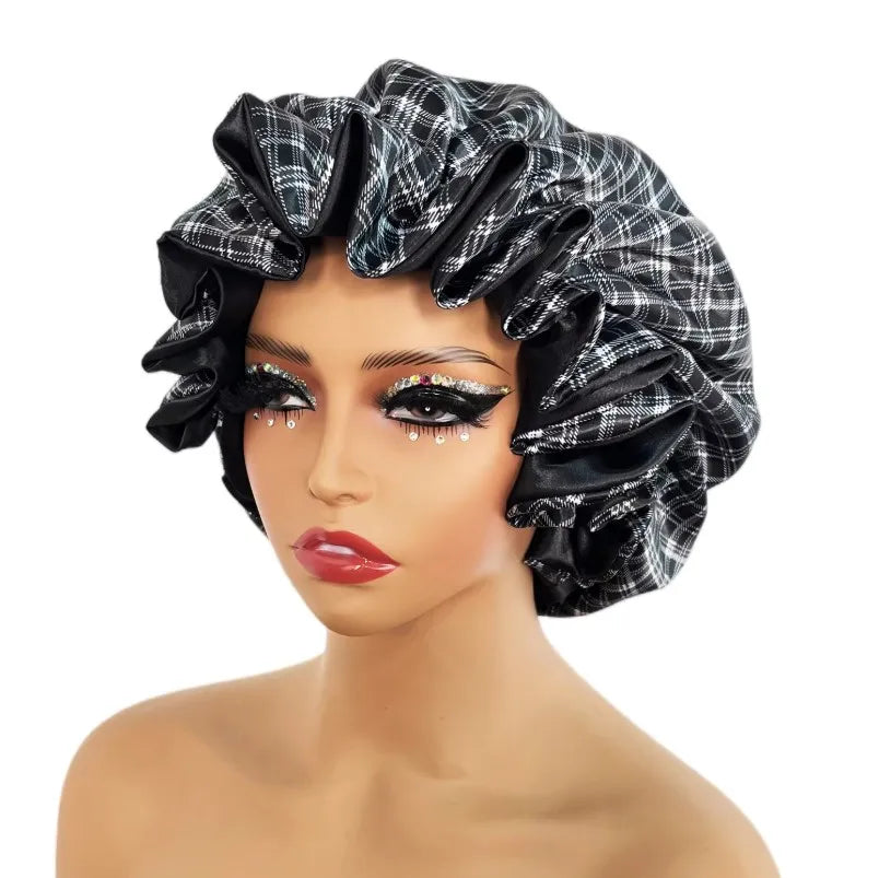 Nuevo Gorro de satén, gorro grande de satén forrado, gorro para dormir, gorro sedoso para dormir de noche, gorro para mujer, estilismo para el cabello