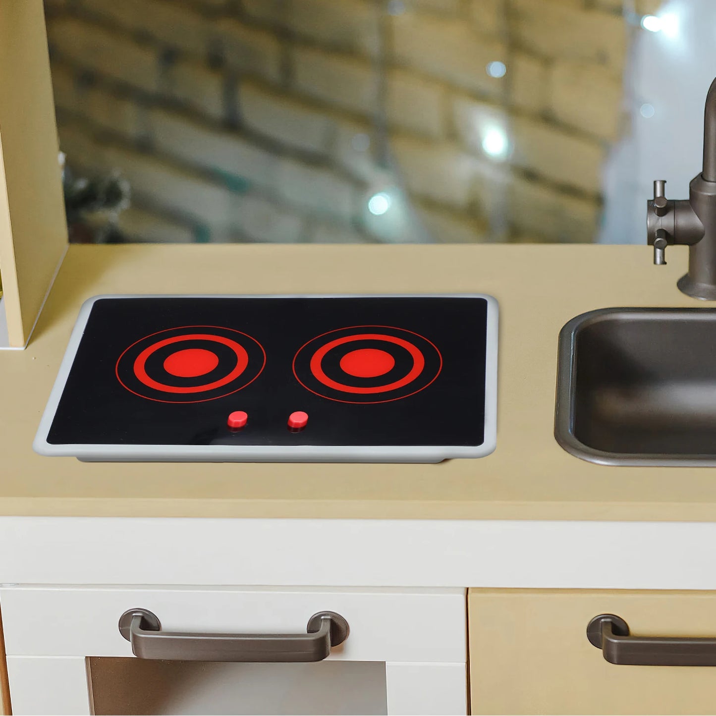 Aparato de cocina para niños, estufa de inducción realista con sonido y luz, juguete de cocina para juego de imitación, modelos opacados para niños pequeños