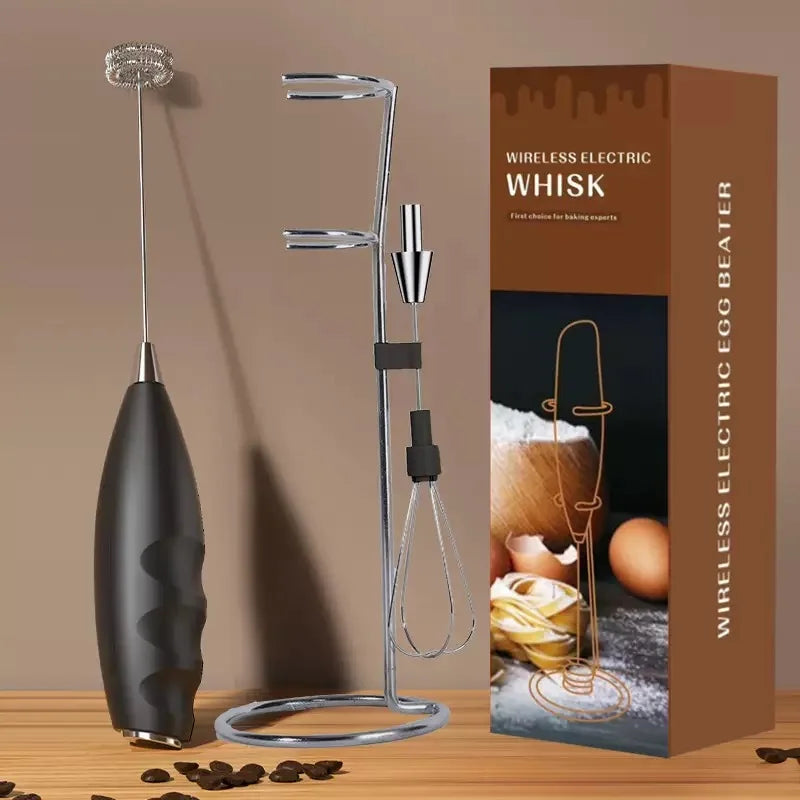 Batidora de Huevos Eléctrica Recargable GBBMA con Soporte, 3 Velocidades Ajustables, Batidora de Mano, Mezclador de Bebidas, Espumador de Leche para Café