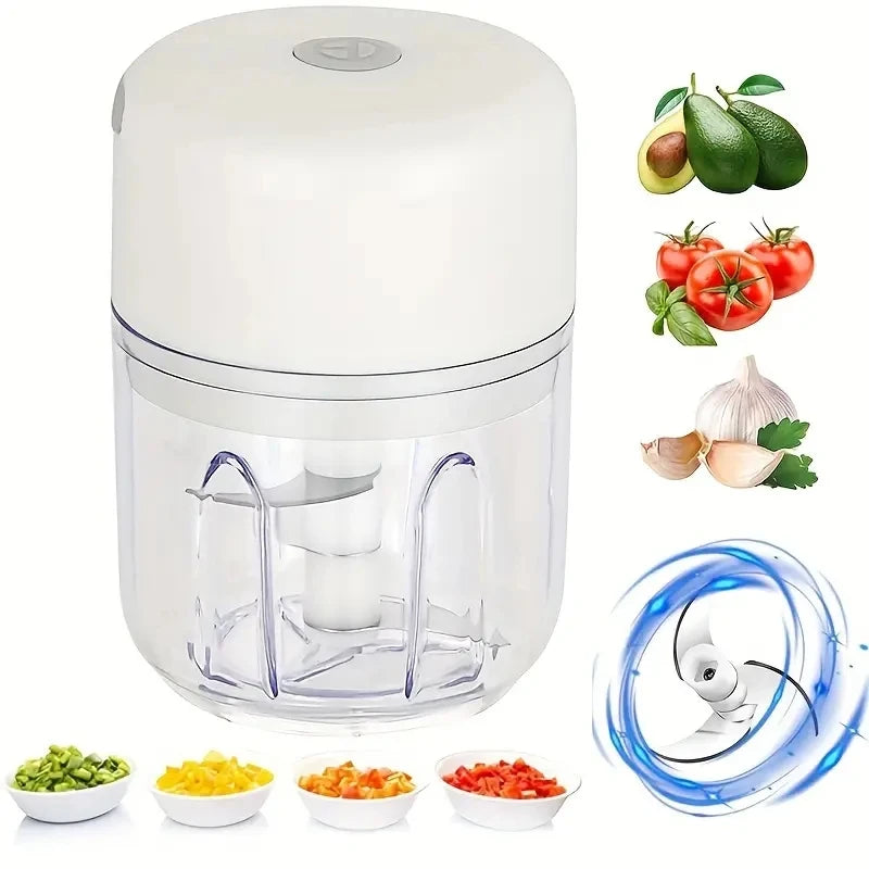 Picadora de ajo eléctrica, mini picadora de verduras portátil, picadora de ajo de 250ML, picadora de cebolla, licuadora para verduras, inalámbrica