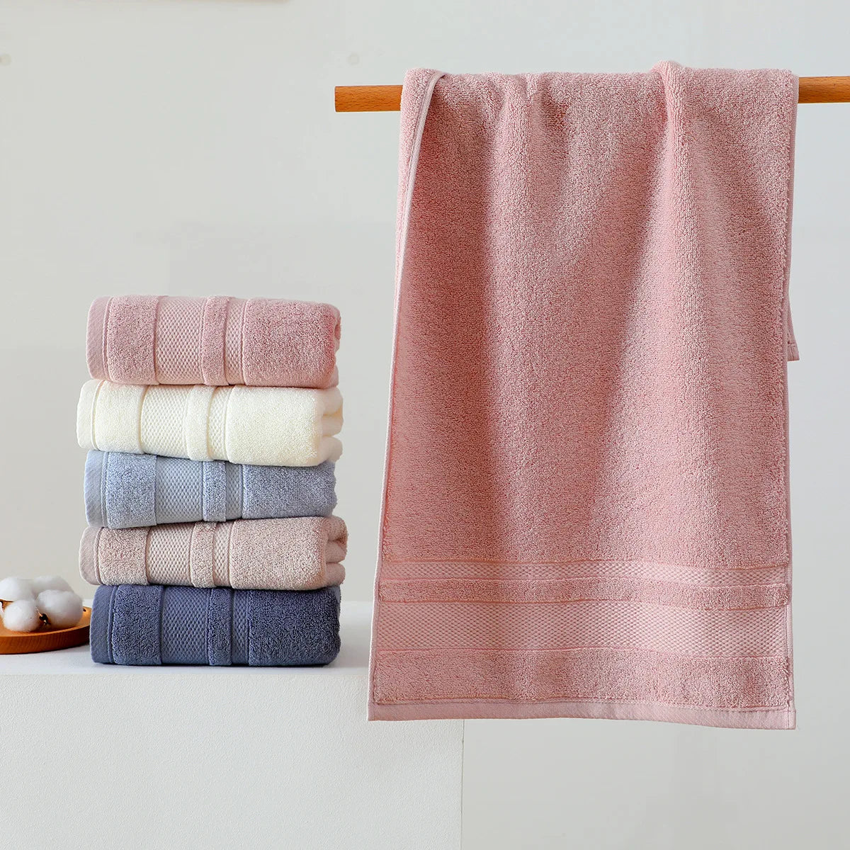 Toalla de baño, toallas de algodón absorbentes suaves, gruesas, de secado rápido, lavables a máquina, toalla para el hogar, artículos esenciales para el baño, 35x73cm
