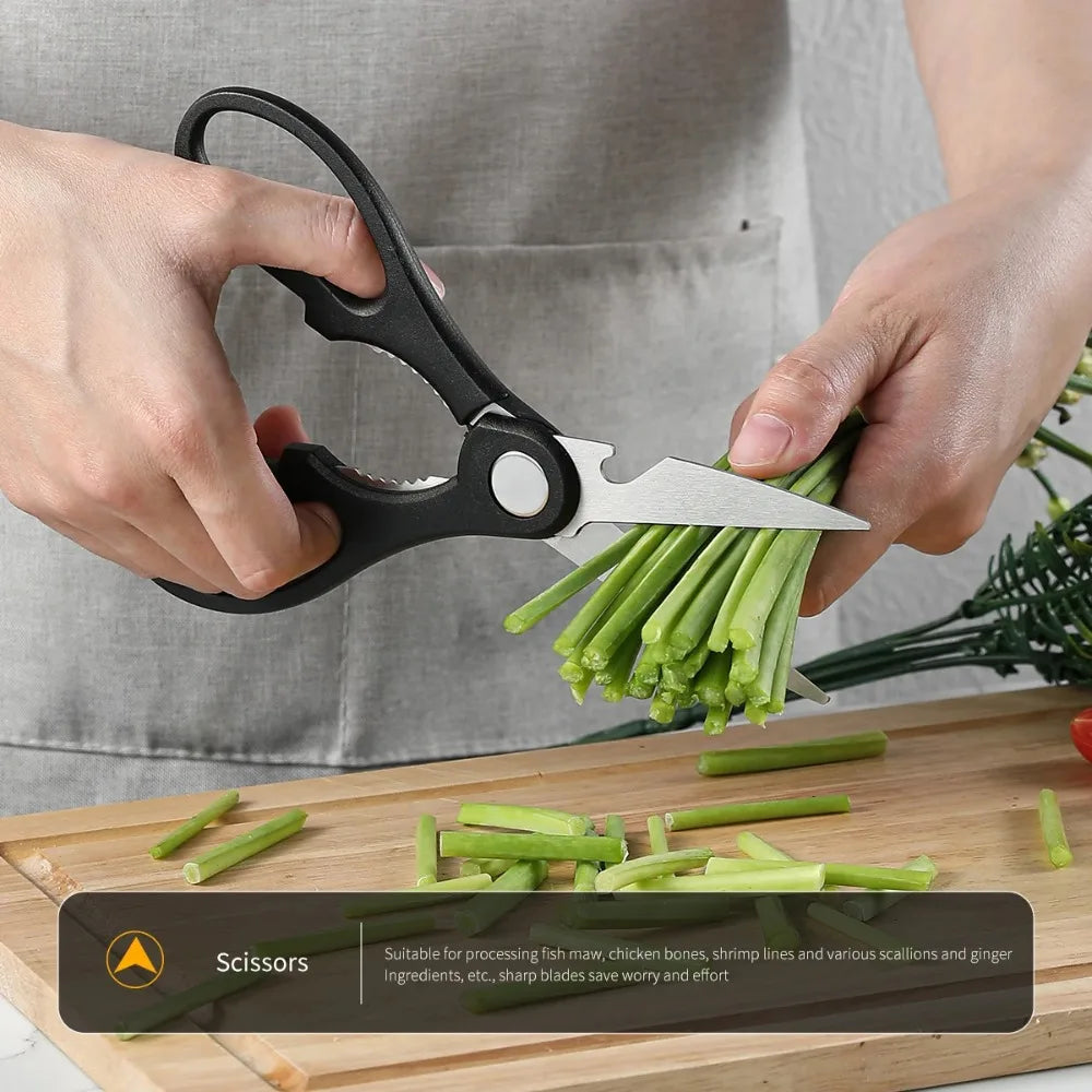 Juego de cuchillos de cocina con soporte para cuchillos, juego de cuchillos de acero negro de alta calidad, cuchillo de regalo, utensilios de cocina de acero inoxidable para el hogar, 6 uds.