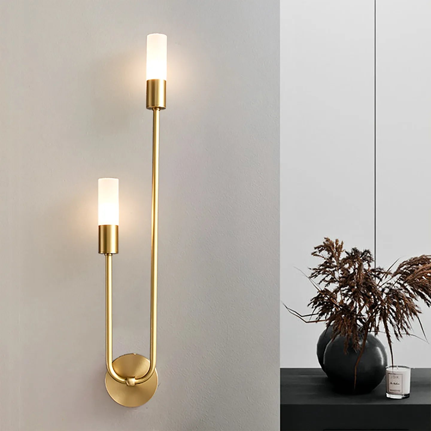 Lámpara de Pared LED Moderna Dorada, Estilo Nórdico, Larga y Rectangular, para Sala de Estar, Dormitorio, Baño, Pasillo, Decoración Interior