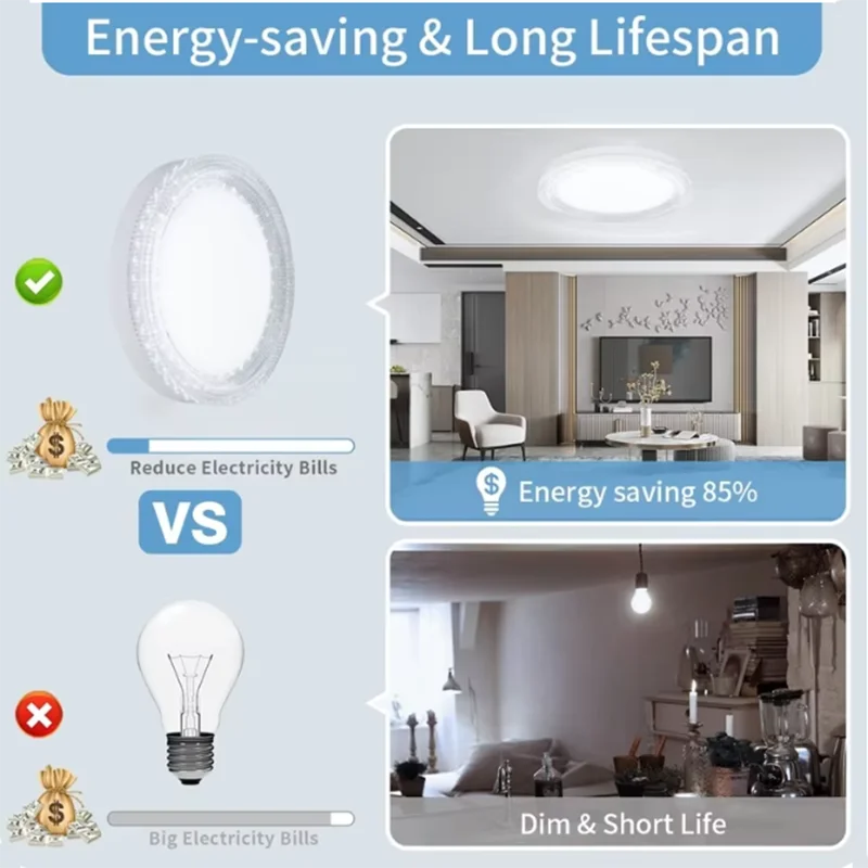 Lámpara de techo de cristal ultrafina moderna, lámpara redonda de techo para el hogar, blanco frío, adecuada para balcón, cocina, dormitorio, AC85-260V de luz