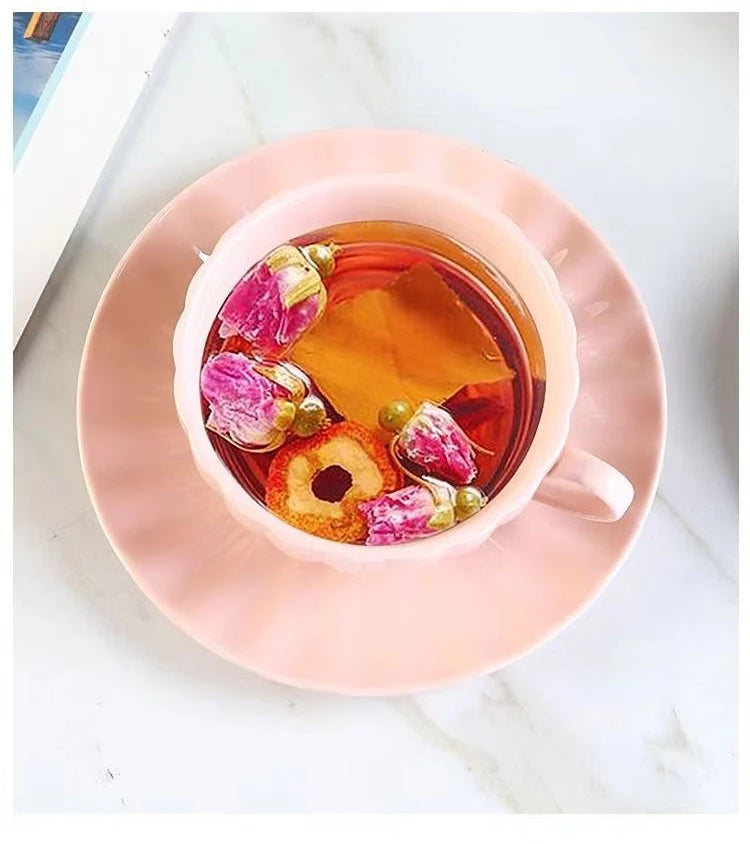 Taza de café de calabaza creativa para colgar en la oreja, nuevo juego de Taza y plato de cerámica, diseño pequeño Sense Home Fairy Taza y plato